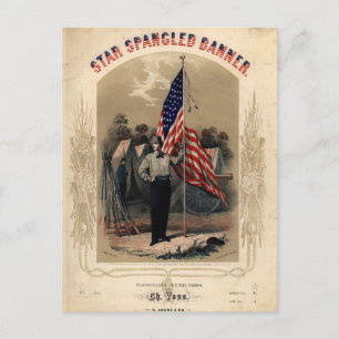 Cartão Postal Vintage American Soldier and U.S Flag