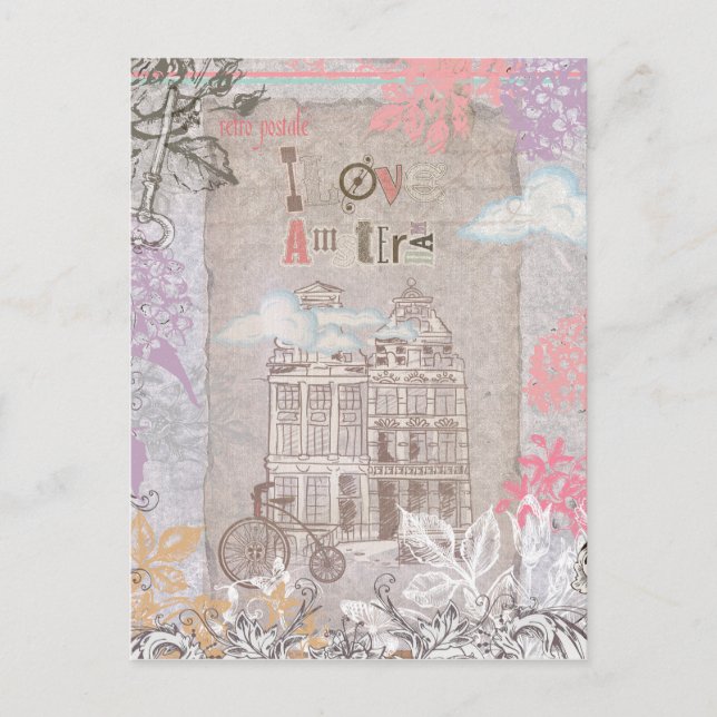 Cartão postal Vintage Amsterdam (Frente)