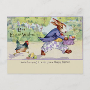 Cartão Postal Vintage Animais Lindos Páscoa