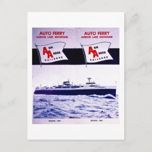 Cartão Postal Vintage Ann Arbor Railroad Car Ferry Lake Michigan