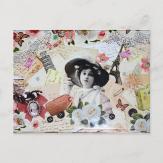 Cartão Postal Vintage años 20 de la elegante mujer con sombrero