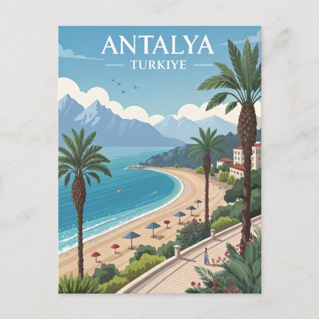 Cartão Postal Vintage Antalya Travel (Frente)