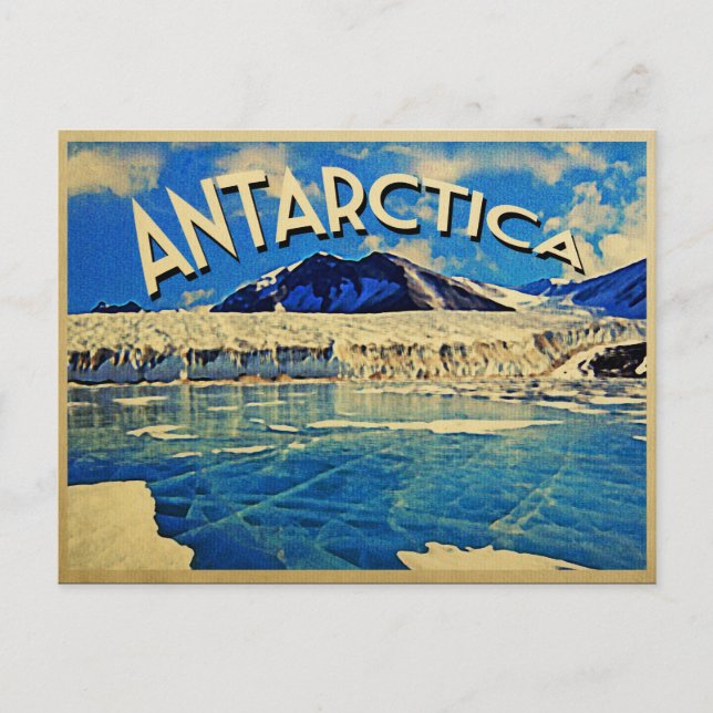 Cartão Postal Vintage Antártica Polo Sul (Frente)