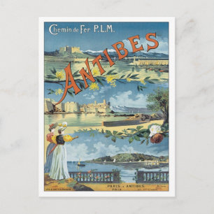 Cartão Postal Vintage Antibes Mediterrâneo