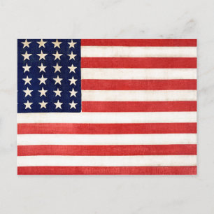 Cartão Postal Vintage Antiga Bandeira Americana de Trinta e Seis