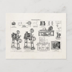 Cartão Postal Vintage Antiga Câmara de Filme Antiquada Cinematog