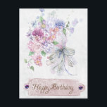 Cartão Postal Vintage Antique Floral Bouquet Happy Birthday<br><div class="desc">Best Wishes Postcard customizable to your specifics.</div>