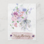 Cartão Postal Vintage Antique Floral Bouquet Happy Birthday<br><div class="desc">Best Wishes Postcard customizable to your specifics.</div>