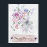 Cartão Postal Vintage Antique Floral Bouquet Happy Birthday<br><div class="desc">Best Wishes Postcard customizable to your specifics.</div>