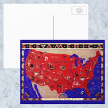 Vintage Antique Map Estados Unidos da América, EUA