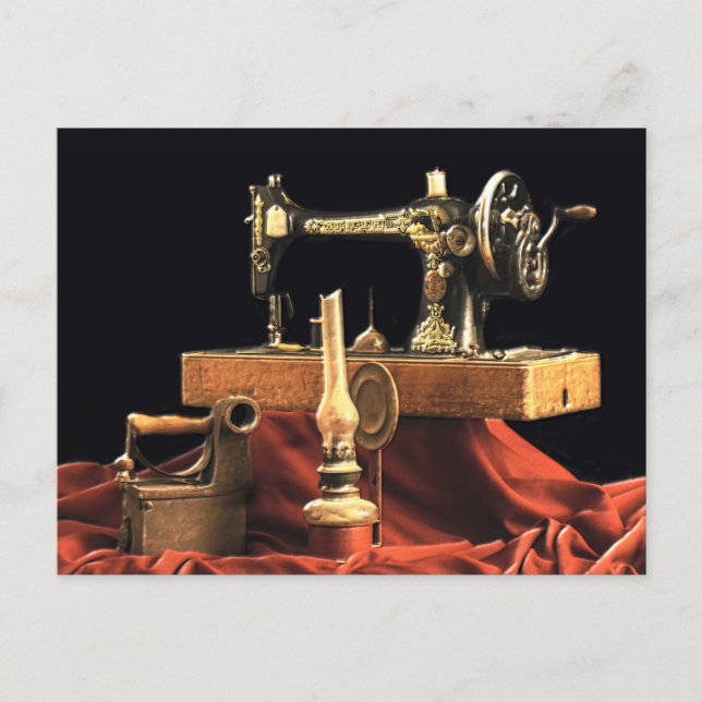 Cartão Postal Vintage Antique Sewing Machine (Frente)