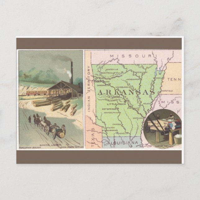 Cartão Postal Vintage Arkansas (Frente)