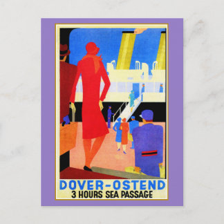 Cartão Postal Vintage art deco Dover Ostend North Sea Ferry