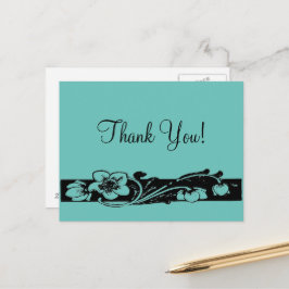 Cartão Postal Vintage Art Deco Floral Border Obrigado