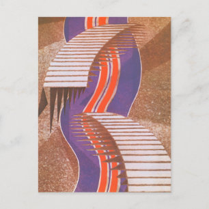 Cartão Postal Vintage Art Deco Jazz Pochoir Stair Step Patterno
