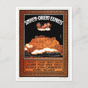 Cartão Postal Vintage Art deco Simplon Orient Express Atenas