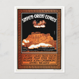 Cartão Postal Vintage Art deco Simplon Orient Express Atenas