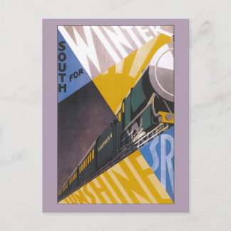 Cartão Postal Vintage Art Deco Southern Rail viagem ad