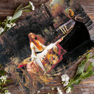Cartão Postal Vintage Art John W. Waterhouse Lady de Shalott