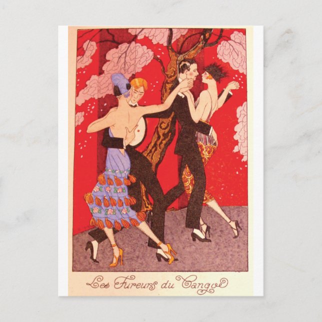 Cartão Postal Vintage Art Nouveau ~ A Fury Tango (Frente)