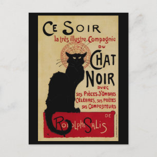 Cartão Postal Vintage Art Nouveau, Ce Soir Chat Noir Black Cat