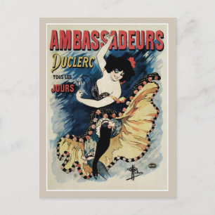 Cartão Postal Vintage art nouveau França dança cancã