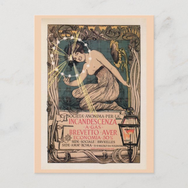 Cartão Postal Vintage art nouveau - Iluminação italiana (Frente)