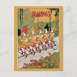 Cartão Postal Vintage art Nouveau, meninas engraçadas em um tand