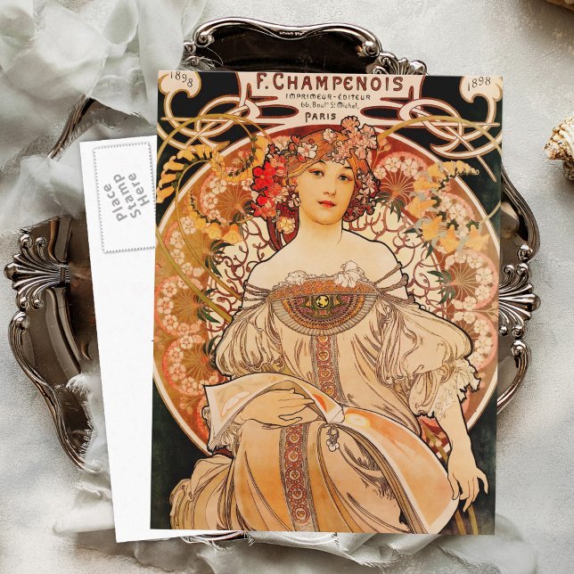 Cartão Postal Vintage Art Nouveau Mucha Impressão (Criador carregado)