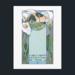 Cartão Postal Vintage Art Nouveau Páscoa Calla Lily<br><div class="desc">Arte Artística,  estilo Nouveau,  Páscoa verso com lírios calla e tranquilo cenário rural,  com fundo lacrimogêneo e cinza.</div>