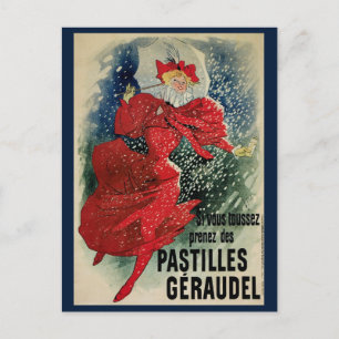 Cartão Postal Vintage Art Nouveau Pastilles Geraudel Tosse Gotas