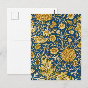 Cartão Postal Vintage Arte Floral Cherwell Azul de William Morri