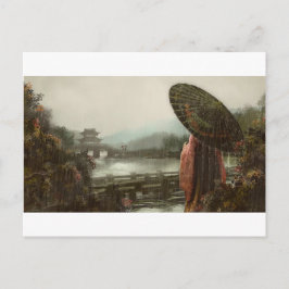 Cartão Postal Vintage asiática em trajes tradicionais