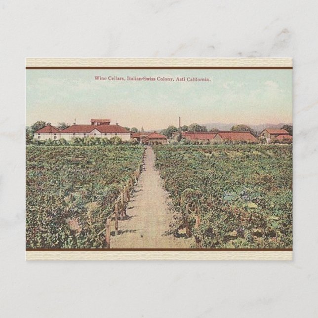 Cartão Postal Vintage Asti California Wine Cellars (Frente)