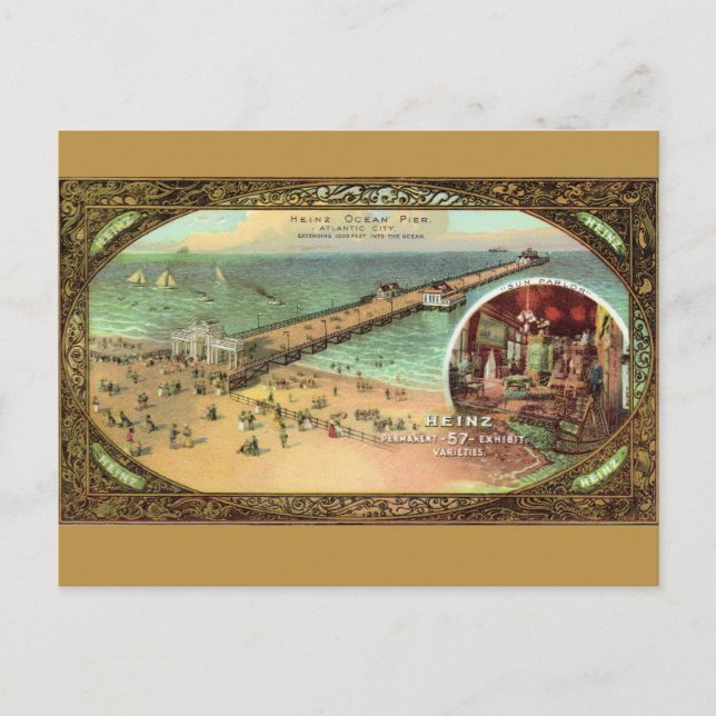 Cartão Postal Vintage Atlantic City Pier (Frente)