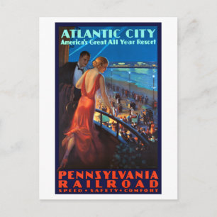 Cartão Postal Vintage Atlantic City Railroad Poster de viagens