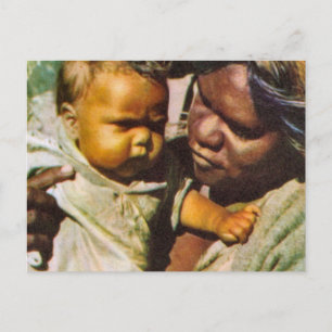 Cartão Postal Vintage Austrália, Austrália, família de Indíg