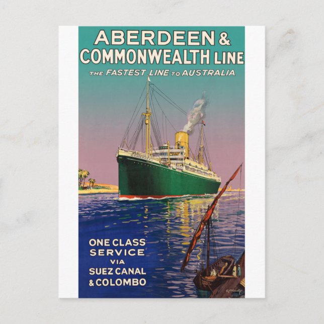 CARTÃO POSTAL VINTAGE AUSTRÁLIA OCEAN LINER VIAGEM POSTCARTÃO (Frente)