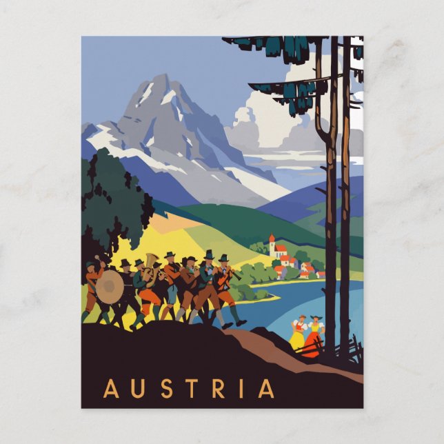Cartão Postal Vintage Austria Alps Viagem (Frente)