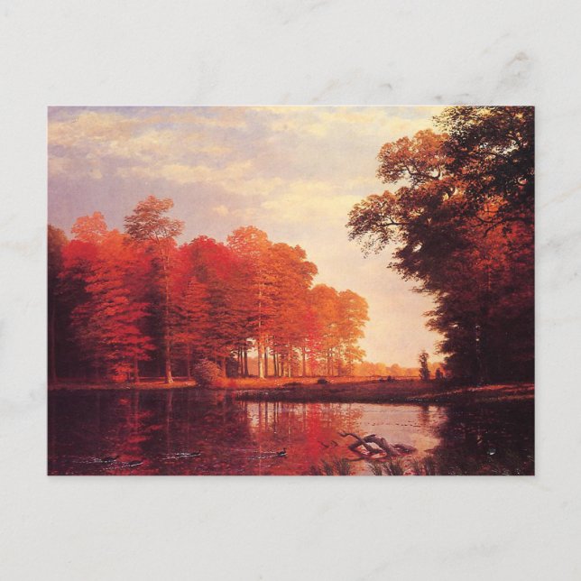 Cartão Postal Vintage Autumn Pond Painting (Frente)