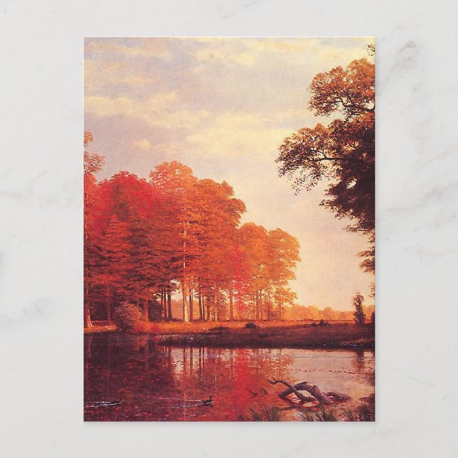Cartão Postal Vintage Autumn Pond Painting (Frente)