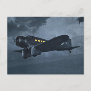 Cartão Postal Vintage Aviation Airplane Color Art