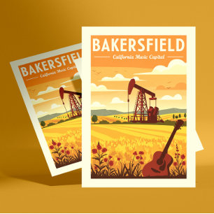 Cartão Postal Vintage Bakersfield California