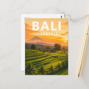 Cartão Postal Vintage Bali – Terraços de Arroz de