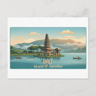 Cartão Postal Vintage Bali Ulun Danu Beratan Lake Temple Travel