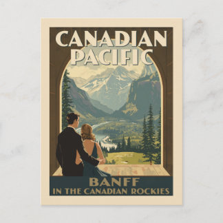 Cartão Postal Vintage Banff Rockies Travel Poster Art Deco