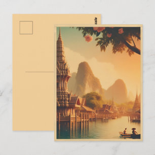 Cartão Postal Vintage Bangkok, cidade de skyline Tailândia prese