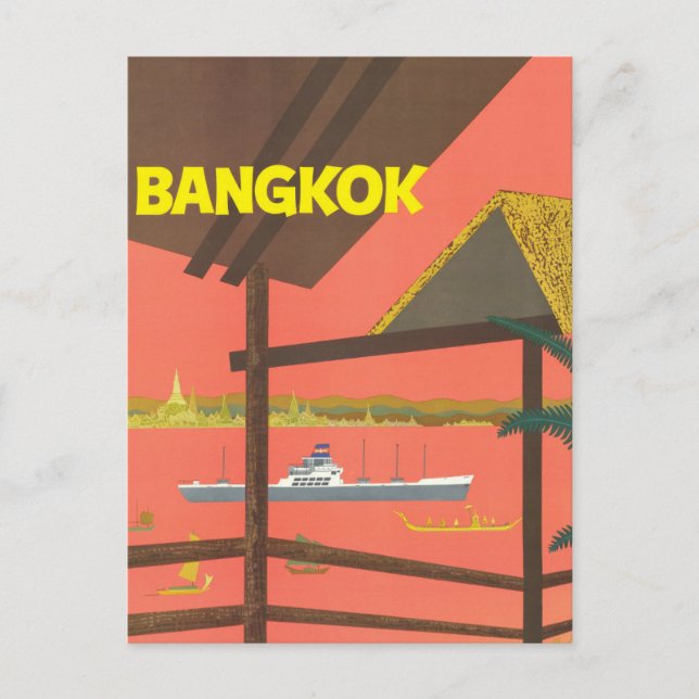 Cartão Postal Vintage Bangkok Tailândia Viagem (Frente)