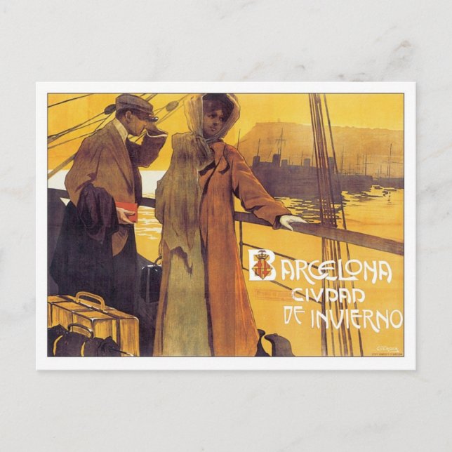 Cartão Postal Vintage Barcelona Ciudad (Frente)