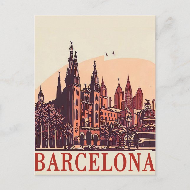 Cartão Postal Vintage Barcelona Espanha (Frente)